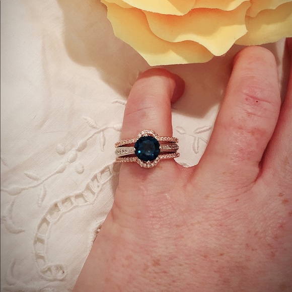 White Sapphire and Rose Gold Wedding Wrap Ring - Picture 7 of 8